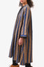 Forte Forte Beige/Blue Striped Jacket with Metallic Stripe Detail Size 0