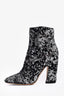 Jimmy Choo Black/Silver Sequin Heeled Boots Size 37