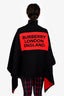 Burberry Black/Red Wool Reversible Logo Poncho Cape