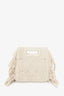 Maje Cream Canvas Fringe Bag