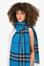 Burberry Blue Cashmere Tartan Scarf