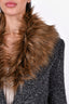 Smythe Grey Wool Belted Faux Fur Collar Coat Size XS