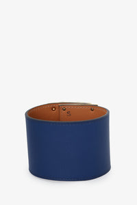 Hermes Dark Blue Swift Leather Cuff Bracelet With Studded GHW