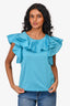 Max Mara Weekend Blue Ruffle Top Size XS