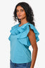 Max Mara Weekend Blue Ruffle Top Size XS