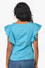 Max Mara Weekend Blue Ruffle Top Size XS