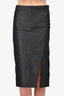 Gucci Grey Denim Midi Skirt with Slit Size 42