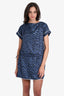 Louis Vuitton Navy Silk Cheetah Print Slip Size 38