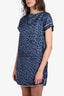 Louis Vuitton Navy Silk Cheetah Print Slip Size 38