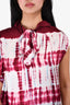 Sandro Maroon Silk Dye Patterned Ruffle Sleeveless Blouse Size M