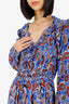 Dodo Bar Or Red/Blue Floral Long Sleeve Tiered Dress With Rope Tassels Size S