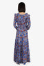 Dodo Bar Or Red/Blue Floral Long Sleeve Tiered Dress With Rope Tassels Size S