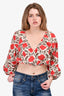 Rhode White/Red Floral Wrap Top Size XL