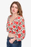 Rhode White/Red Floral Wrap Top Size XL