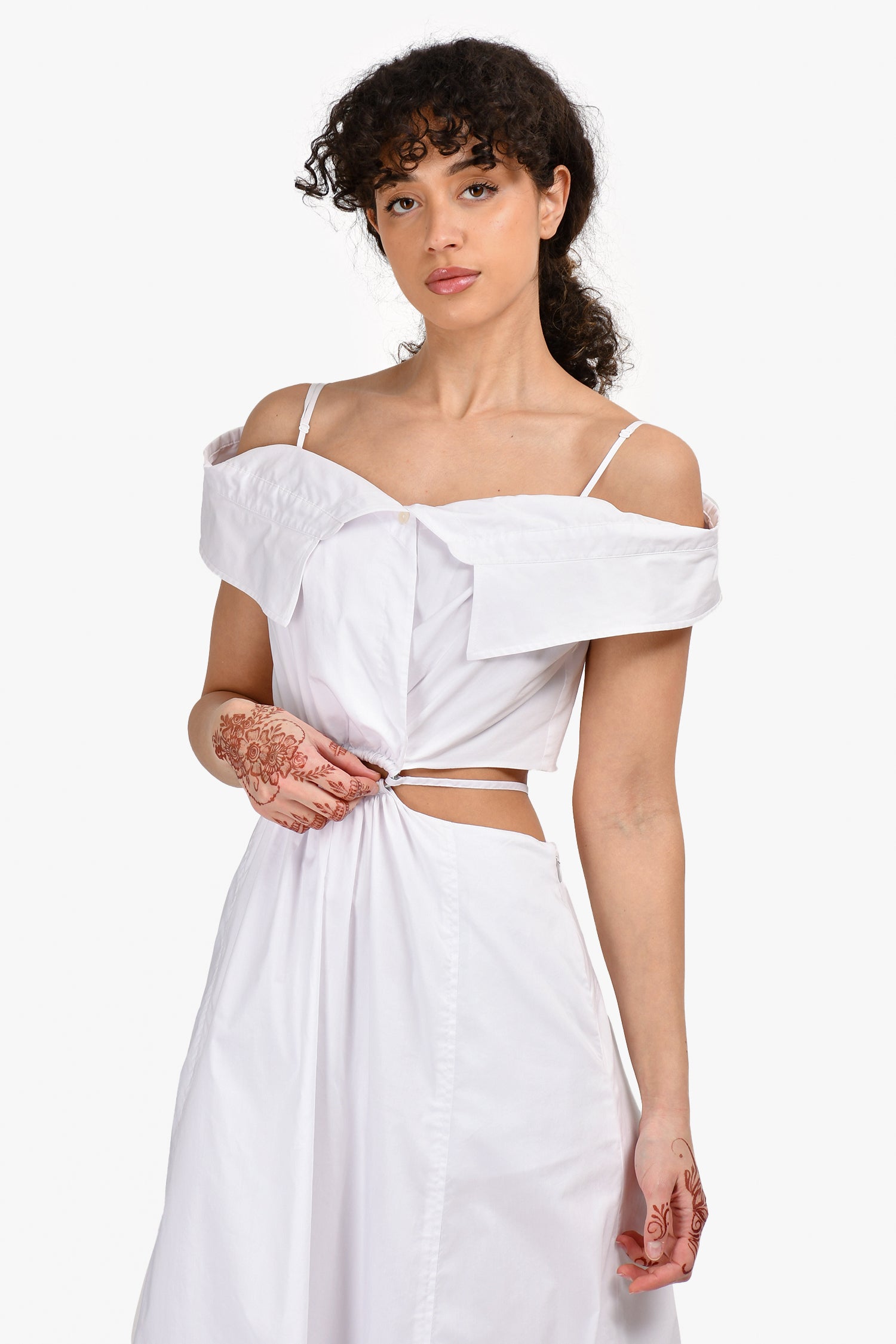 jonathan simkhai white cut out dress Jonathan Simkhai Daila Cut-Out Midi Dress in White