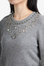 Oscar De La Renta Grey Cashmere Swarovski Crystal Sweater Size M
