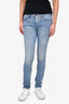 Off-White by Virgil Abloh Blue Denim Rose Embroidered Slim Leg Jeans Size 25