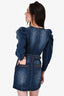 Ulla Johnson Dark Denim Puff Sleeve 'Cori' Belted Mini Dress Size 2
