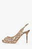 Jimmy Choo Leopard Shimmer Peep Toe Heel Size 39.5