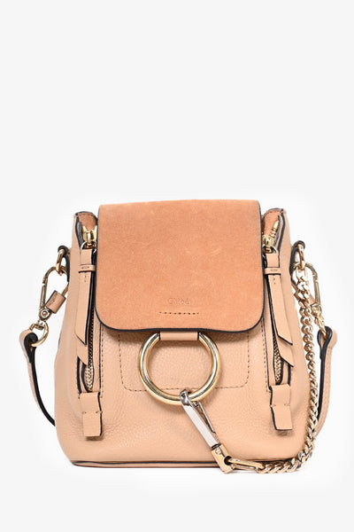 chloe mini faye backpack tan Chloe Tan Leather/Suede Mini Faye Backpack – Mine & Yours