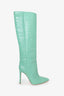 Paris Texas Wasabi Embossed Crocs Stiletto Boots Size 36.5