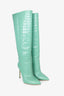 Paris Texas Wasabi Embossed Crocs Stiletto Boots Size 36.5