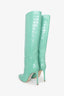Paris Texas Wasabi Embossed Crocs Stiletto Boots Size 35