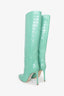 Paris Texas Wasabi Embossed Crocs Stiletto Boots Size 36.5
