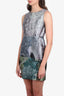 Mary Katrantzou Purple/Green Floral Metallic Jacquard Sleeveless Dress Size 10
