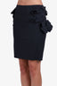 Jil Sander Black Virgin Wool Raw Hem Ruffle Skirt Size 34