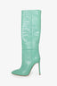 Paris Texas Wasabi Embossed Crocs Stiletto Boots Size 36