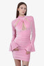 Blumarine Pink Cutout Ruched Stretch Velvet Mini Dress Size 2