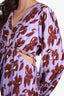 Jonathan Simkhai Lavender Londyn Floral-print Plissé Satin-crepe Mini Dress Size L