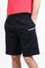 Burberry Black 'Raphael' Logo Print Cotton Shorts Size M