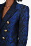 Balmain Blue Snake Texture Blazer Size 36
