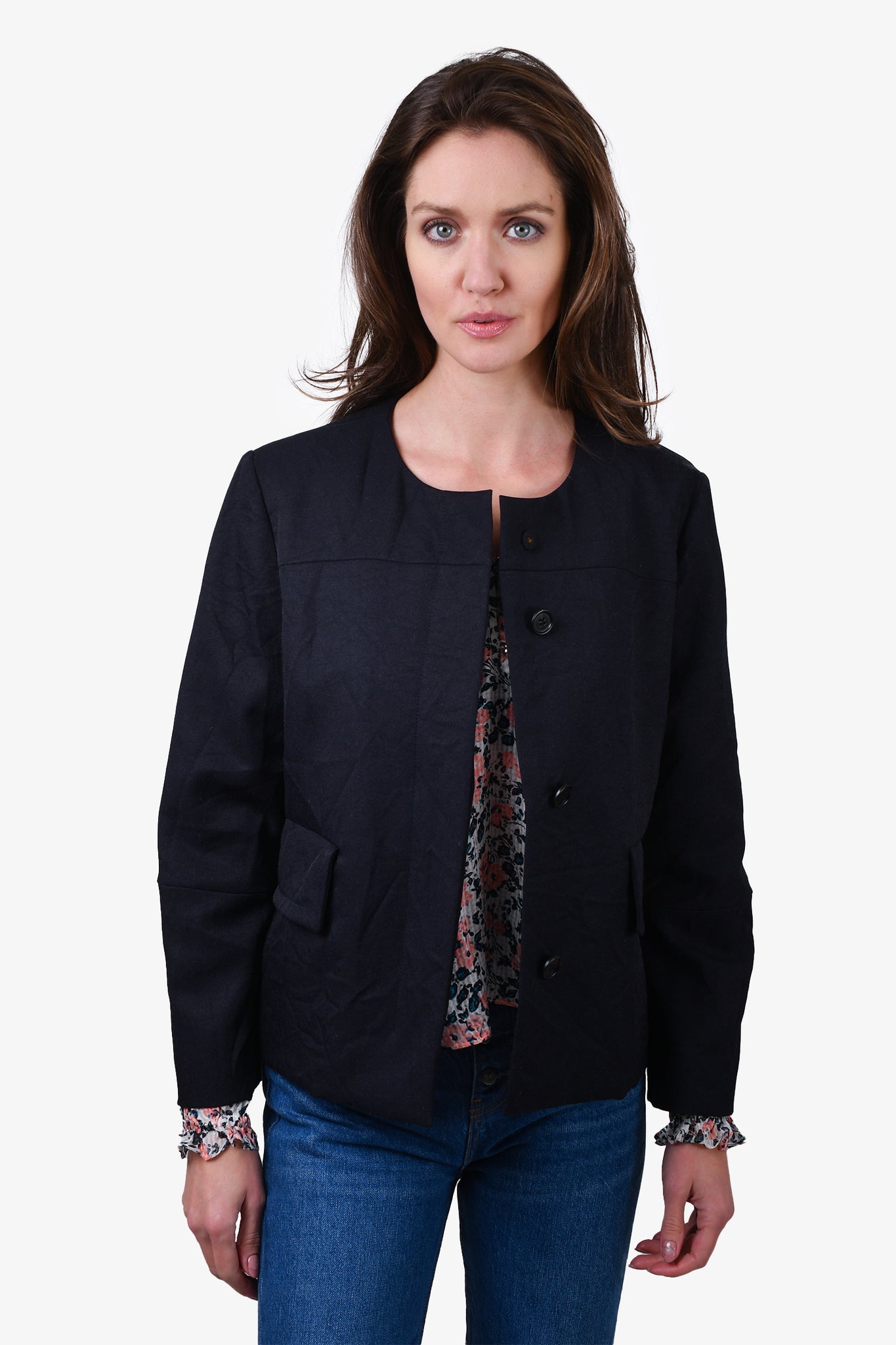 Marni Black Cropped Crinkled Jacket Size 44