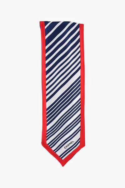 Pre-Loved Chanel™ Blue/Red Silk Striped Scarf – Mine & Yours