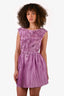 3.1 Phillip Lim Purple Peony Embellished Silk Pleated Mini Dress Size 2