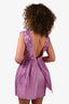 3.1 Phillip Lim Purple Peony Embellished Silk Pleated Mini Dress Size 2