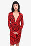 Diane von Furstenberg Red/Black Printed Silk Tie Waist Midi Dress Size 6