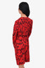 Diane von Furstenberg Red/Black Printed Silk Tie Waist Midi Dress Size 6