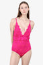 Giambattista Valli Pink Flower Eyelet Lace  One Piece Swimsuit size 46 with tags