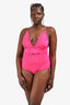 Giambattista Valli Pink Flower Eyelet Lace  One Piece Swimsuit Size 46