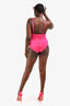 Giambattista Valli Pink Flower Eyelet Lace  One Piece Swimsuit Size 46