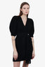 Sandro Black Georgette-Paneled Crepe Mini Dress Size 34