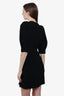 Sandro Black Georgette-Paneled Crepe Mini Dress Size 34