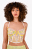 For Love & Lemons Yellow/White Lace Embroidered Corset Bra Size S