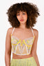 For Love & Lemons Yellow/White Lace Embroidered Corset Bra Size S