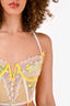 For Love & Lemons Yellow/White Lace Embroidered Corset Bra Size S