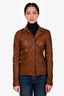 Prada Vintage Brown Leather Moto Jacket Size 42